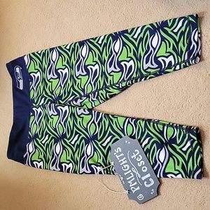 NFL Team Apparel Leggings Seattle Seahawks Small Capri Navy Lime Green